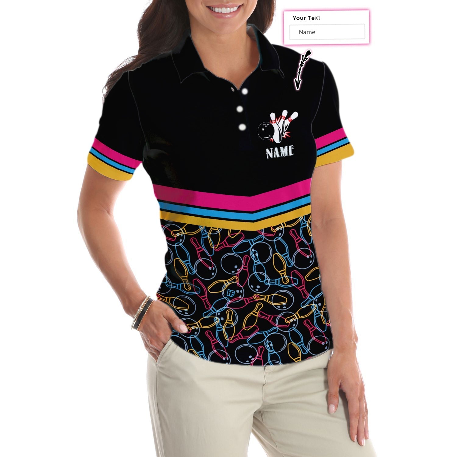 Personalized Bowling Girls Custom Short Sleeve Women Polo Shirt/ Best Women Bowling Polo Shirt/ Personalized Gift For Female Bowlers Coolspod