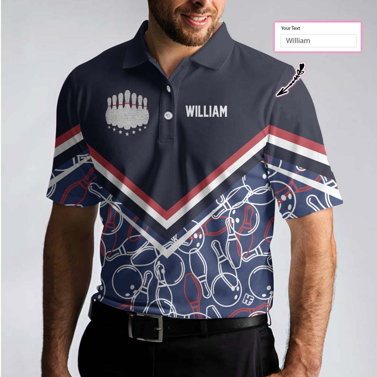 Personalized Bowling Pattern Custom Polo Shirt/ Bowling Ball Icon Polo Shirt/ Best Bowling Shirt For Men Coolspod