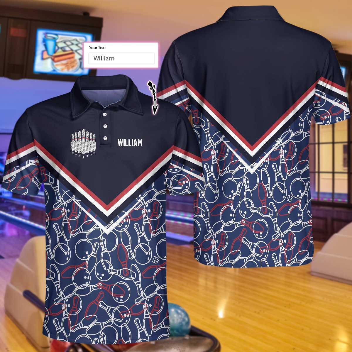 Personalized Bowling Pattern Custom Polo Shirt/ Bowling Ball Icon Polo Shirt/ Best Bowling Shirt For Men Coolspod