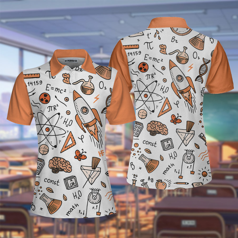 Physic Subject In Orange Short Sleeve Women Polo Shirt/ Physic Shirt For Women/ Gift For Physic Teachers Coolspod
