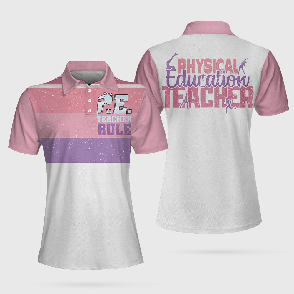 Physical Education Teacher Short Sleeve Women Polo Shirt/ Physical Education Teacher Appreciation Gift Coolspod