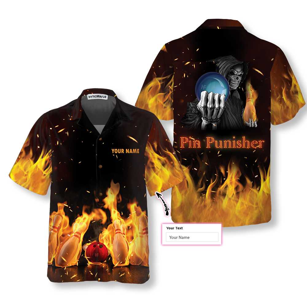 Pin Punisher Bowling Custom Name Aloha Hawaiian Shirts For Men & For Women