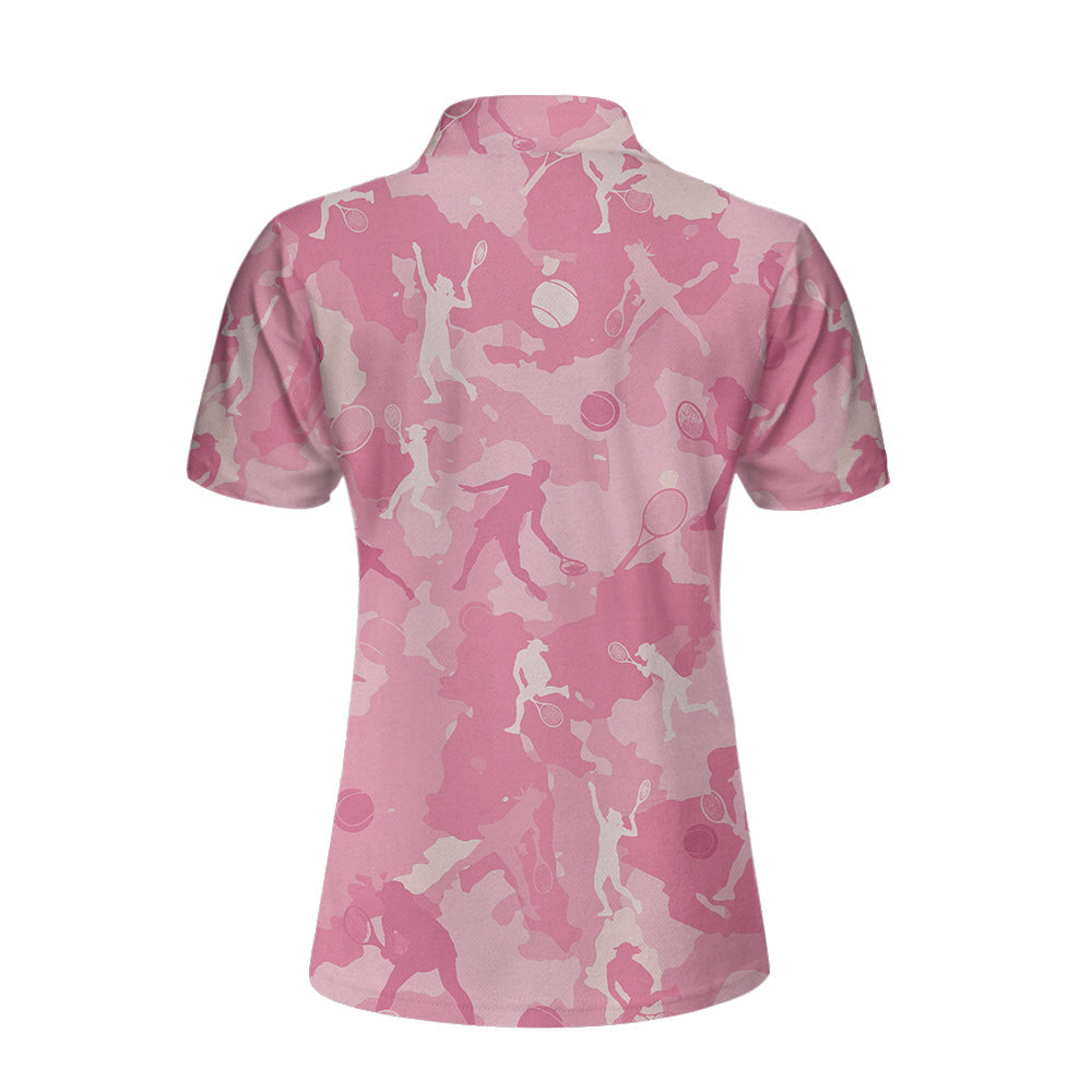 Pink Camouflage Tennis Girl Short Sleeve Women Polo Shirt/ Camo Tennis Shirt For Ladies Coolspod