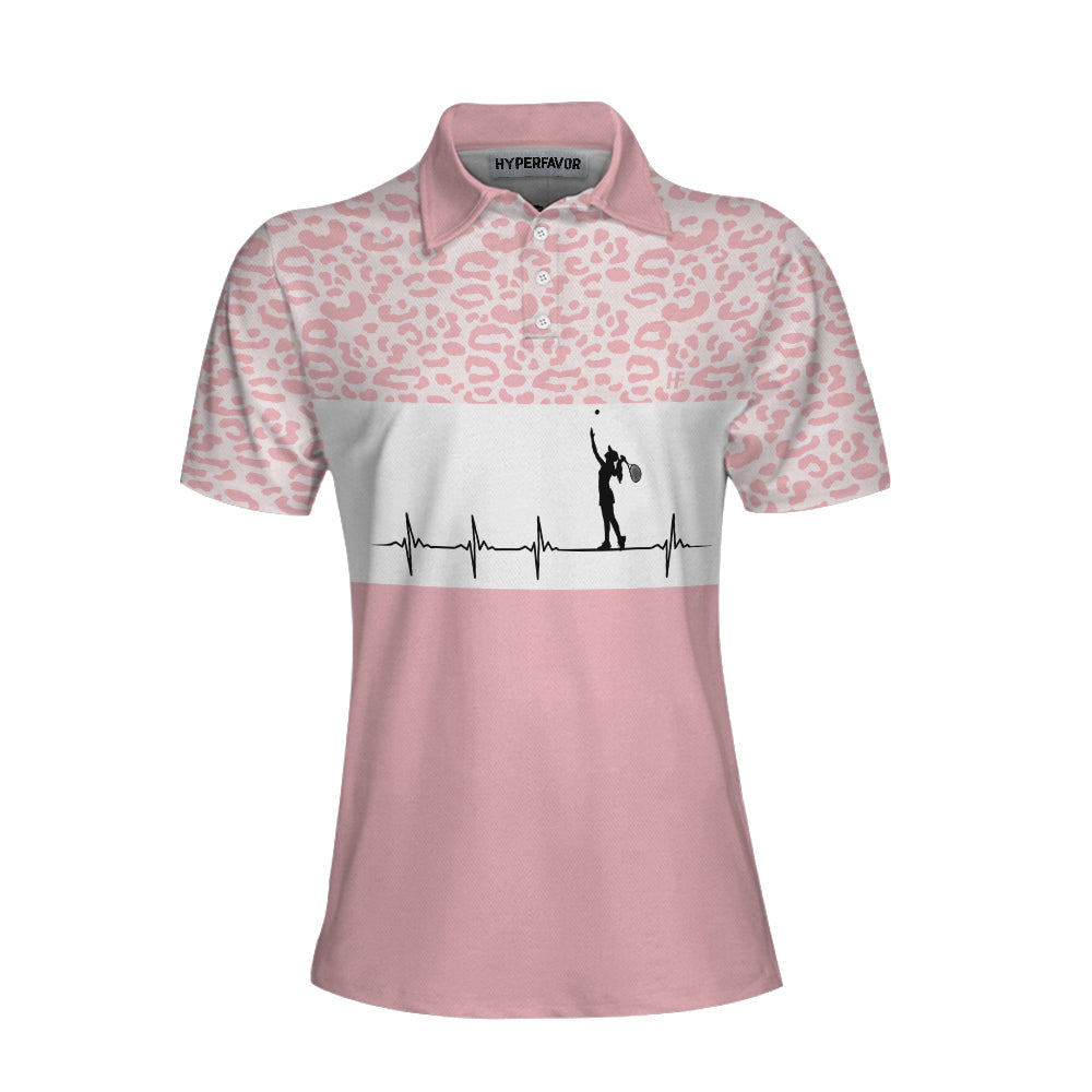 Pink Tennis Leopard Short Sleeve Women Polo Shirt. Best Women Tennis Shirt/ Leopard Pattern Tennis Shirt For Female Players Coolspod