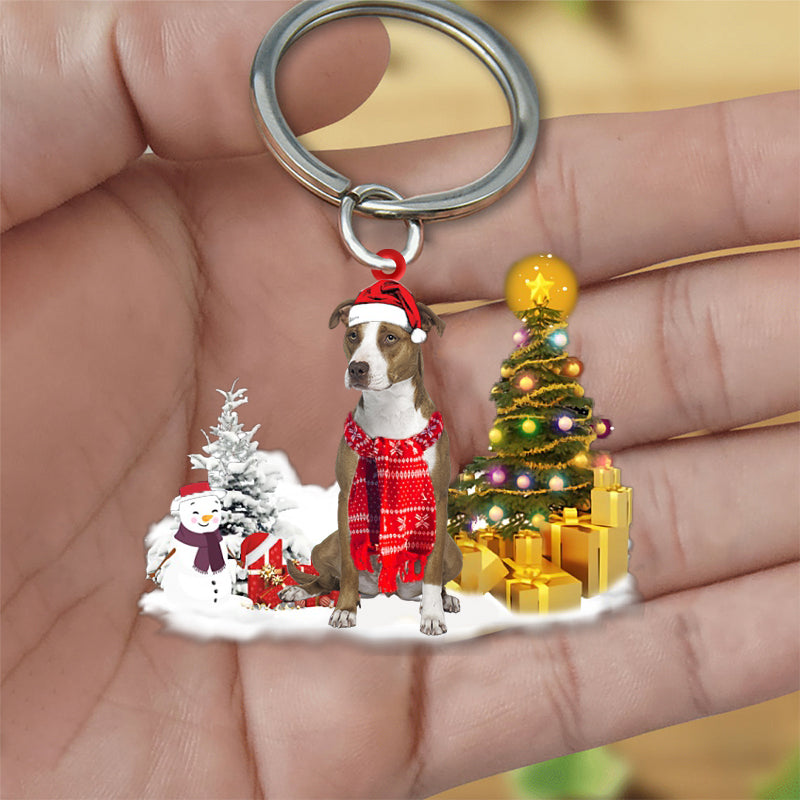 Pit Bull Early Merry Christmas Acrylic Keychain Dog Keychain