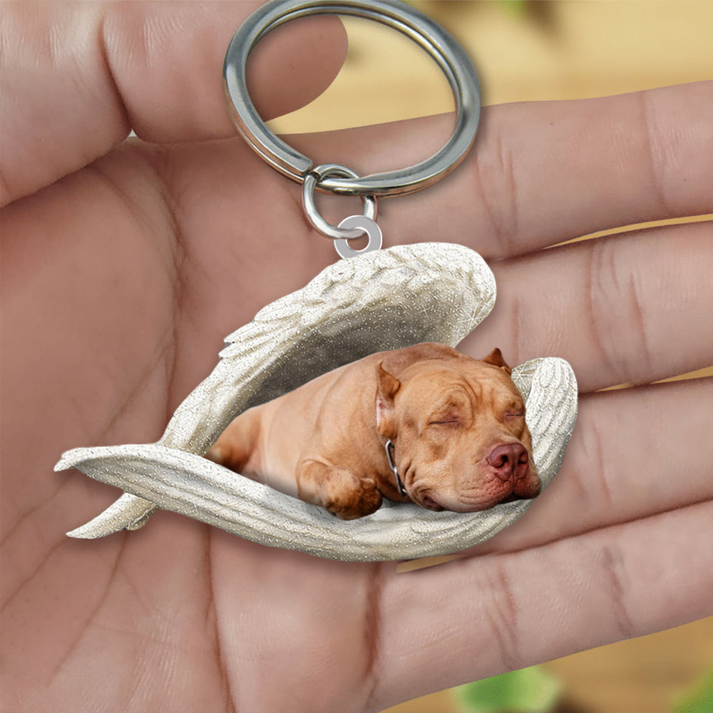 Pit Bull Sleeping Angel Acrylic Keychain Dog Sleeping keychain
