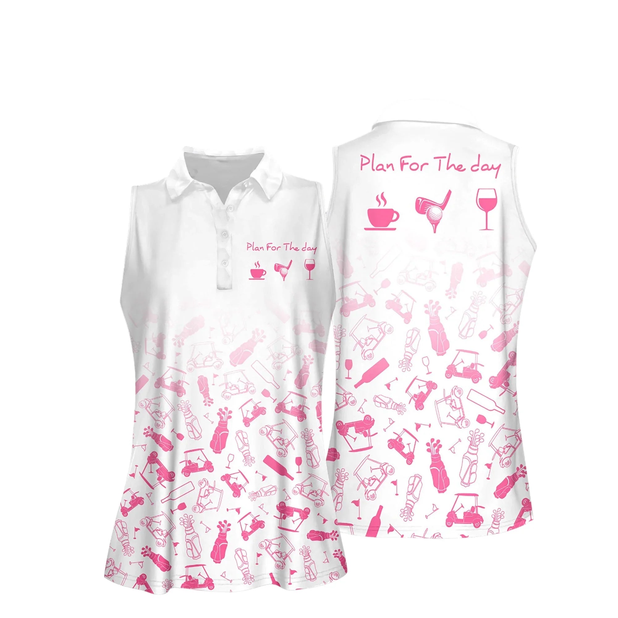 Plan For The Day Seamless Golf Pattern Women 3D Short Sleeve Polo Shirt/ Sleeveless Polo Shirt