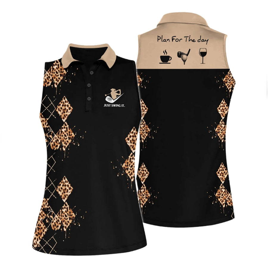 Plan For The Day Women Golf Sleeveless Polo Shirt/ Golf shirt/ Gift for golf player