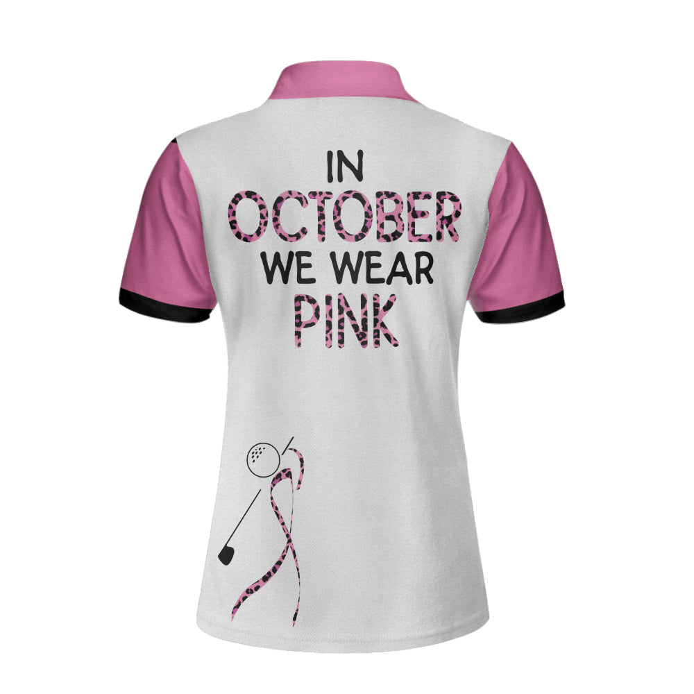 Play For Pink Breast Cancer Awareness Short Sleeve Women Polo Shirt/ Pink Leopard Breast Cancer Awareness Shirt Coolspod