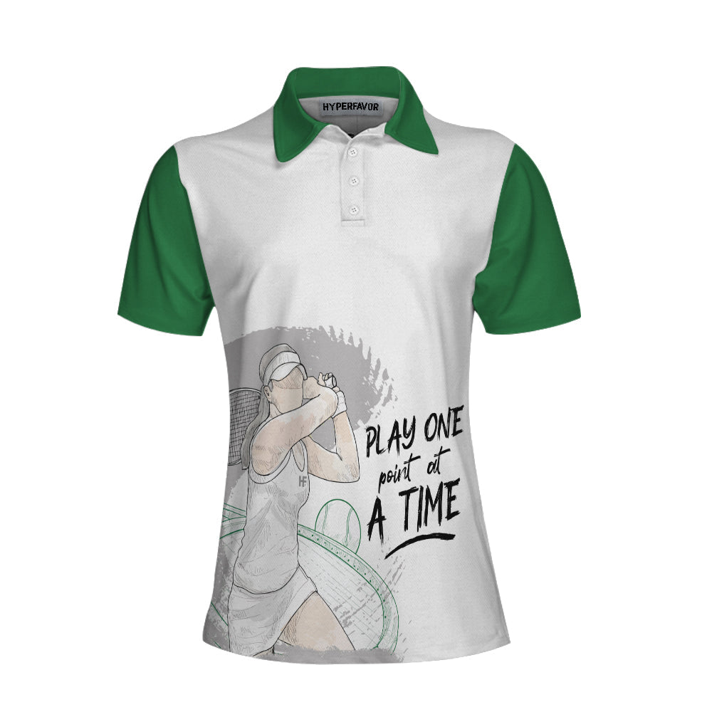 Play One Point At A Time Tennis Shirt Short Sleeve Women Polo Shirt Coolspod