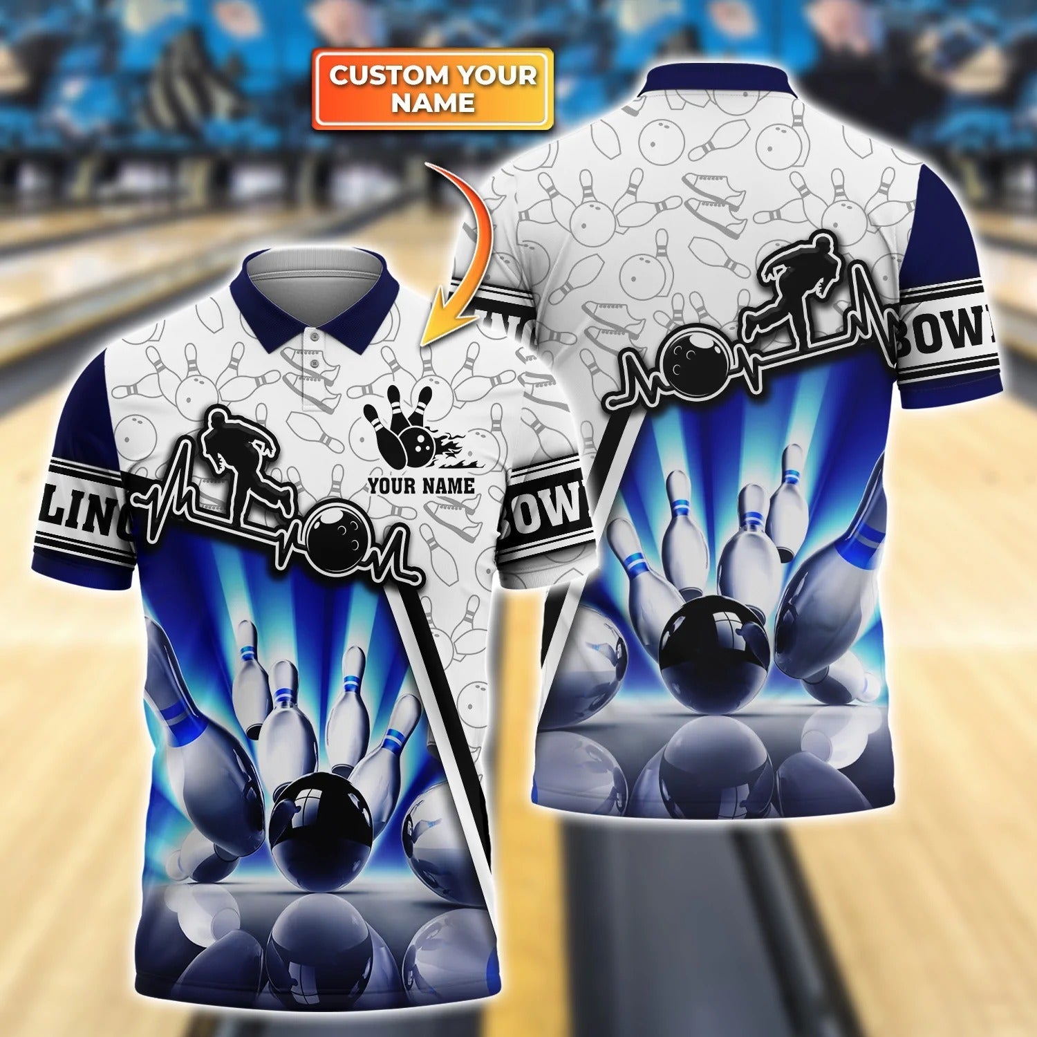 Custom Men Bowling Polo Shirt/ 3D All Over Print Bowling Team Uniform/ Bowler Polo Shirt/ Mens Bowler Gifts