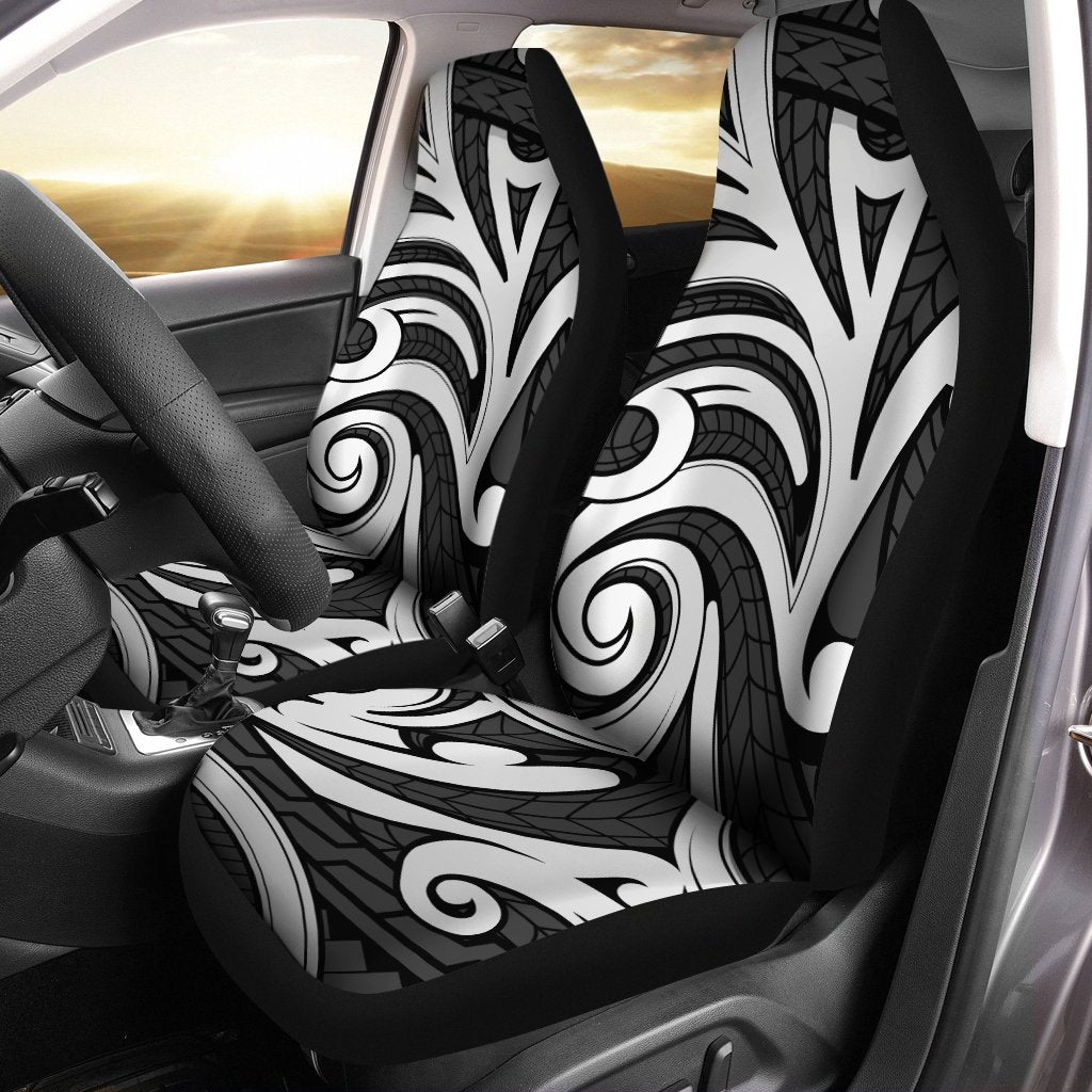 Polynesian Maori Ethnic Ornament Gray Car Seat Cover