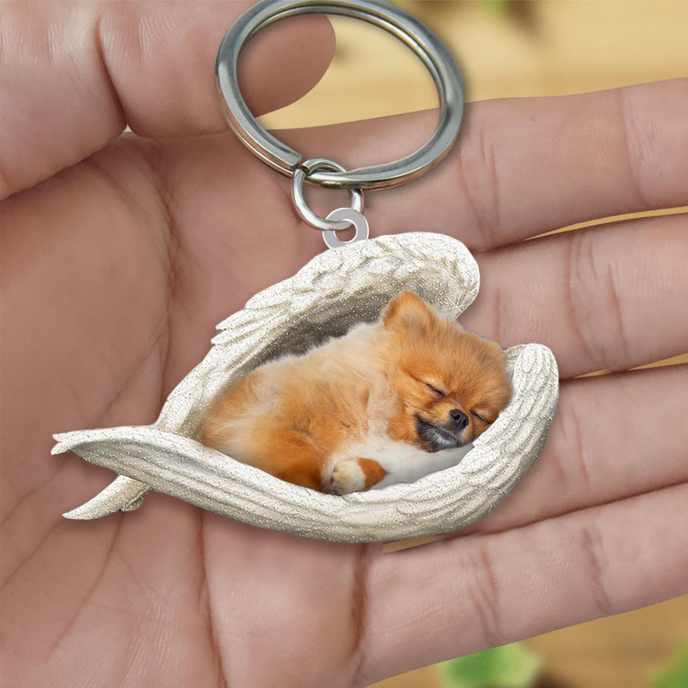 Pomeranian Sleeping Angel Acrylic Keychain Dog Sleeping keychain