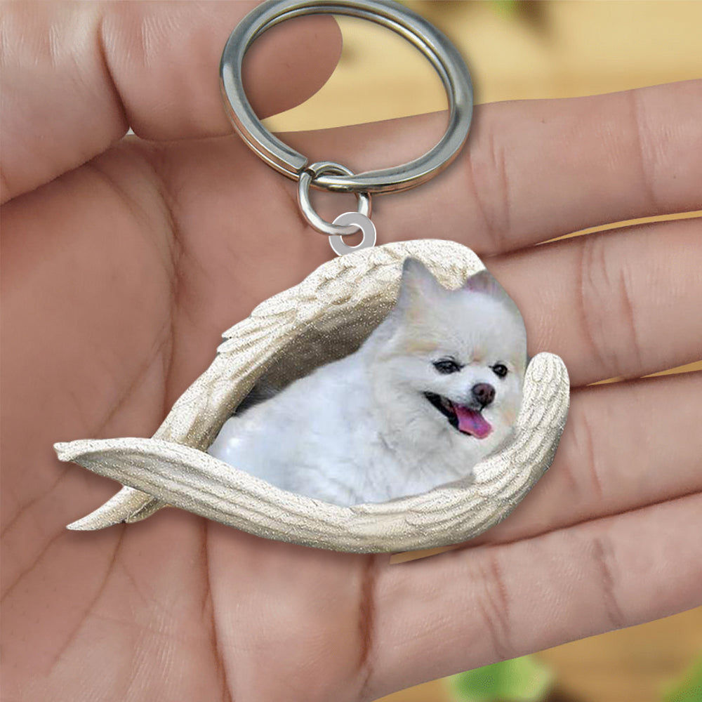 Pomeranian Sleeping Angel Acrylic Keychain Dog keychain