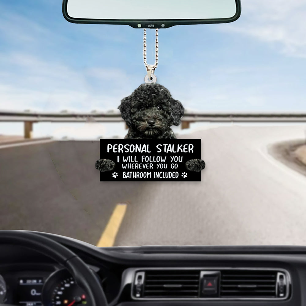 Poodle Personal Stalker Car Front Mirror Hanging Ornament