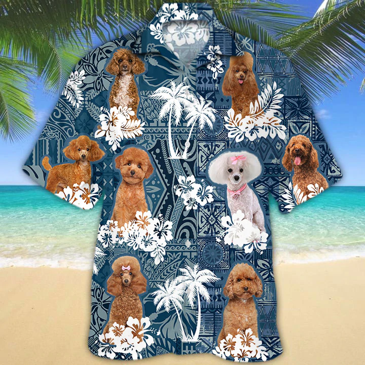 Poodle Hawaiian Shirt/ beach Floral Dog Short Sleeve Hawaiian Aloha Shirt/ Summer hawaiian shirt for Men/ Women
