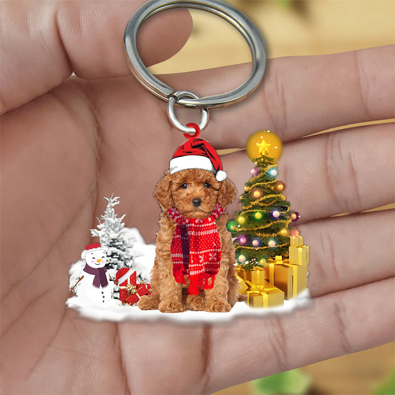 Poodle Early Merry Christmas Acrylic Keychain Dog Keychain