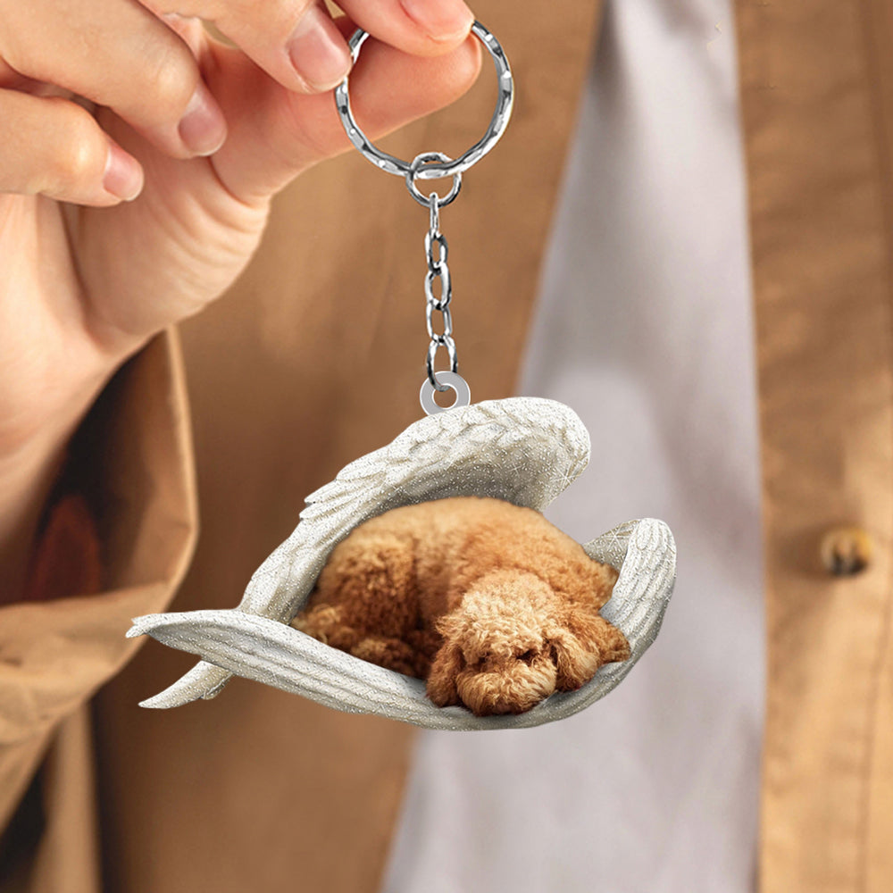 Poodle Sleeping Angel Acrylic Keychain Dog Sleeping keychain