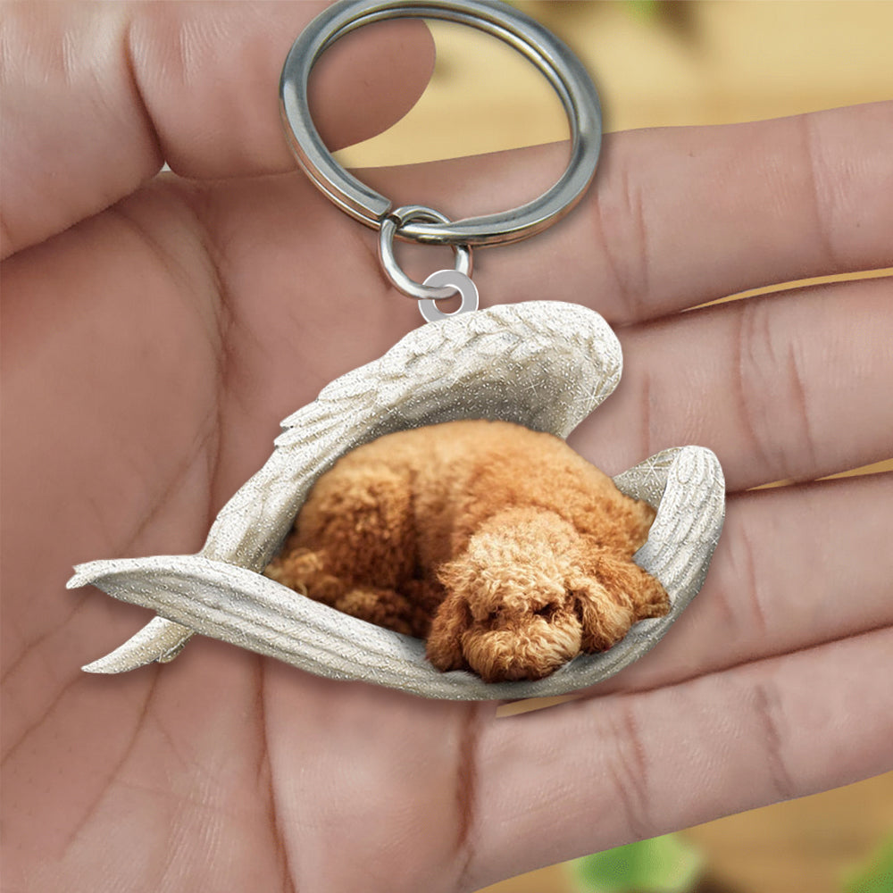 Poodle Sleeping Angel Acrylic Keychain Dog Sleeping keychain