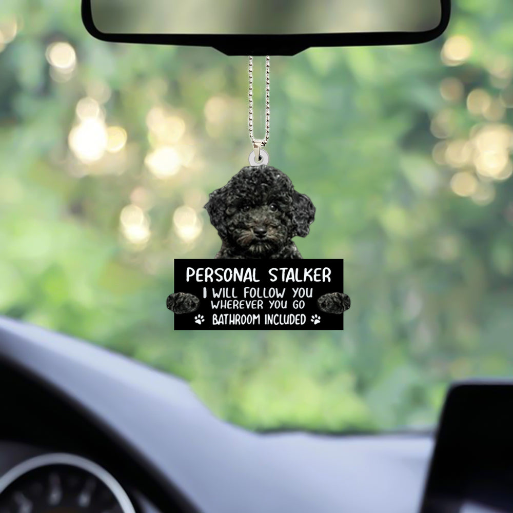 Poodle Personal Stalker Car Front Mirror Hanging Ornament