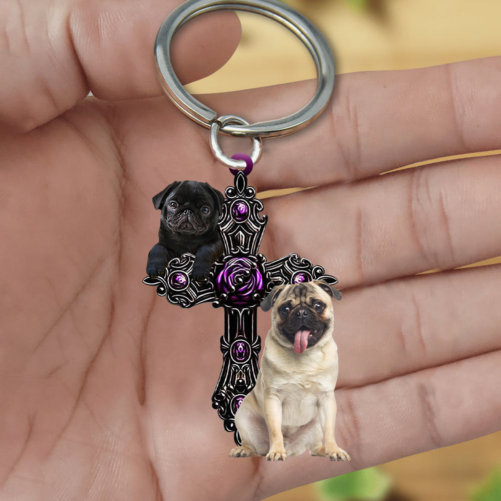Pug Pray For God Acrylic Keychain Cute Dog Keychain Coolspod