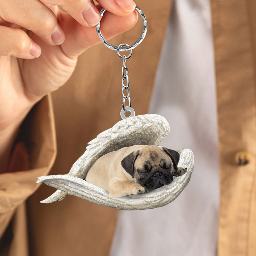Pug Sleeping Angel Acrylic Keychain Dog Sleeping keychain