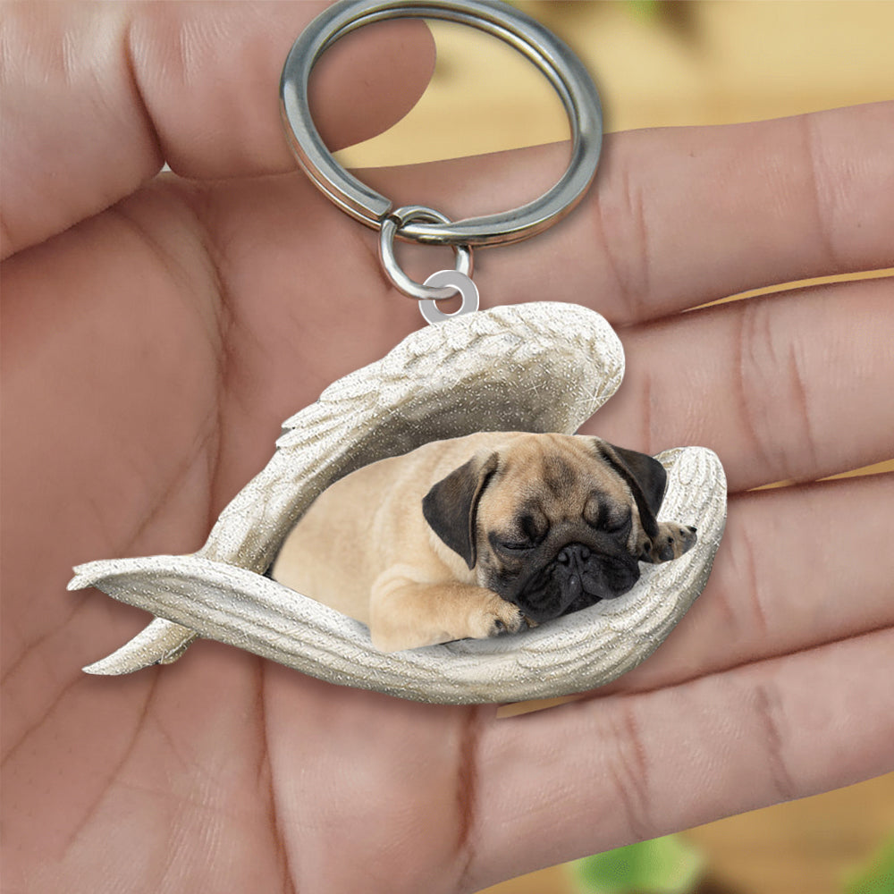 Pug Sleeping Angel Acrylic Keychain Dog Sleeping keychain