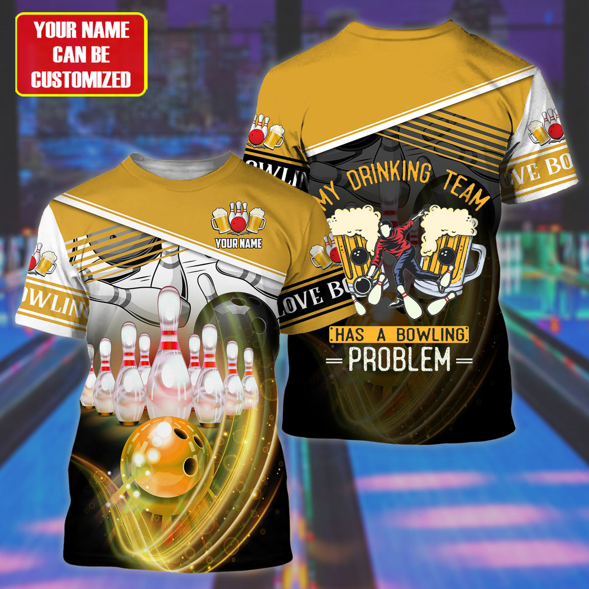 Personalized Name Any Color Bowling Beer All Over Printed Unisex All Over Print Shirt