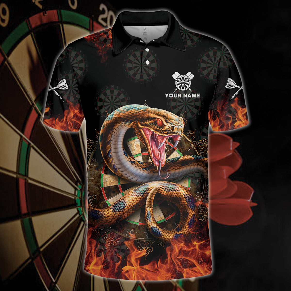Custom Dart Name and Dart Team Polo Shirt/ Dart Fire Perfect Shirt for Dart Team/ Player