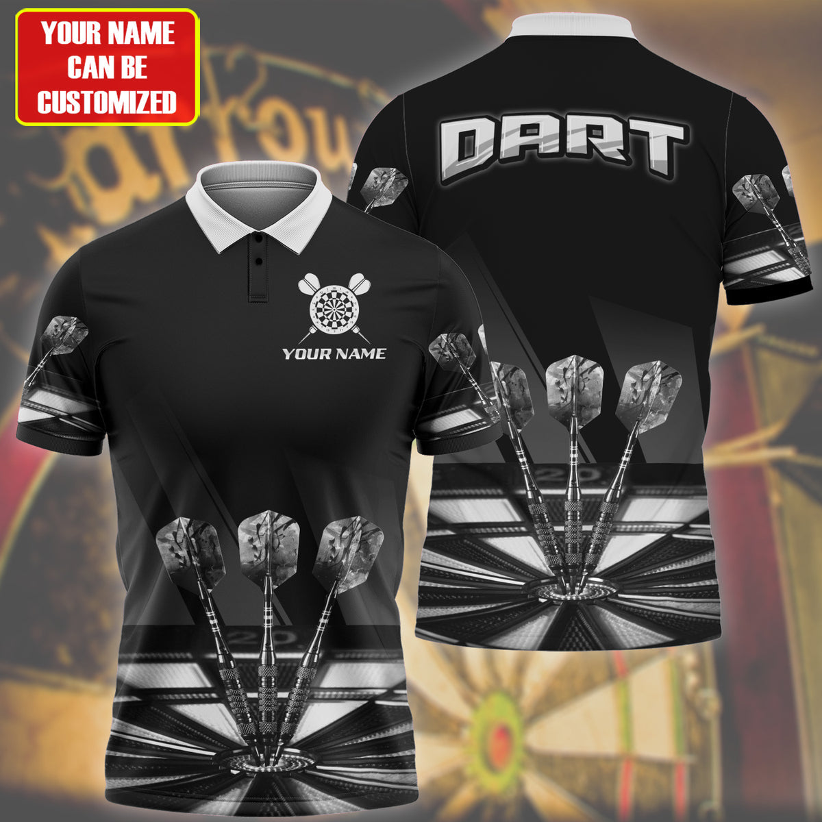 3D All Over Print Multi Color Dart Polo Shirt/ Gift for Dad and Son/ Dart Team Uniform