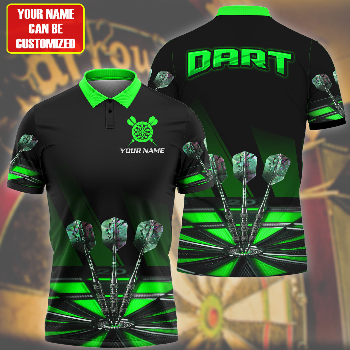 3D All Over Print Multi Color Dart Polo Shirt/ Gift for Dad and Son/ Dart Team Uniform