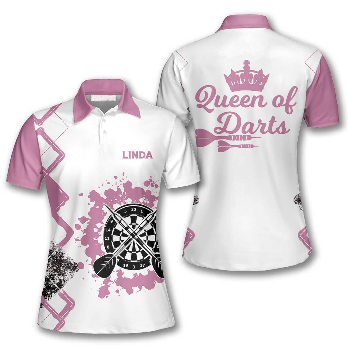 Personalized Queen of Darts Custom Darts Polo Shirts for Women