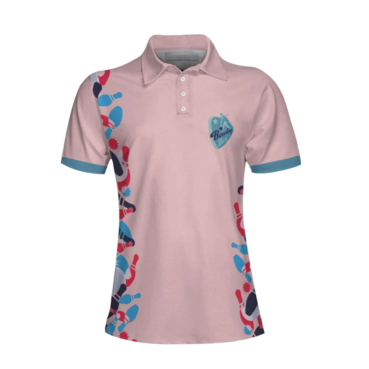 Queen Of The Lanes Bowling Short Sleeve Women Polo Shirt/ Pink Ladies Bowling Shirt/ Tenpin Bowling Shirt Coolspod
