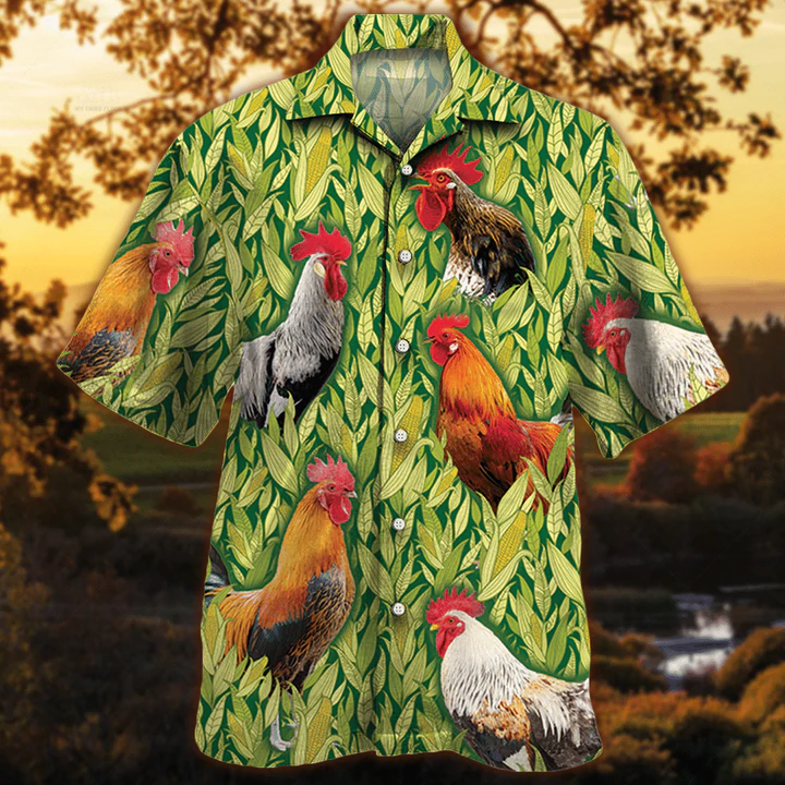 Rooster Chicken Hawaiian Shirt/ Animal Hawaiian shirt/ Gift for chicken lovers
