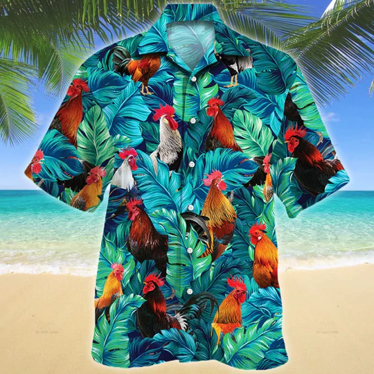 Rooster Lovers Gift Hawaiian Shirt/ Rooster aloha shirt/ Summer Short Sleeve Hawaiian Aloha Shirt for men/ Women