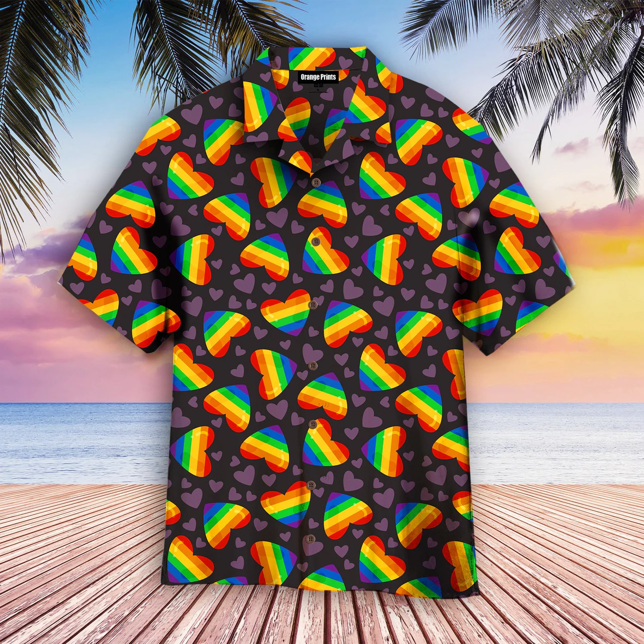 Rainbow Heart LGBT Hawaiian Shirt/ LGBT shirt/ Lesbian shirt/ gay shirt