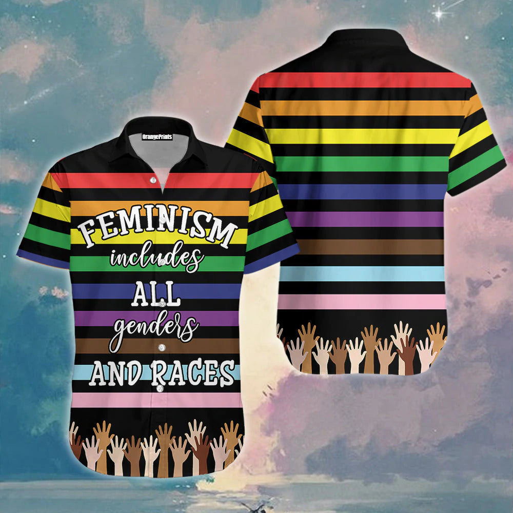 Rainbow Color LGBT Aloha Hawaiian Shirts For Men & For Women