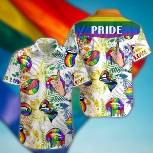Rainbow Lips Hawaiian Pattern Men Shirt For LGBT/ LGBT Shirt/ Be Kind Shirt/ Equality/ Lesbian/ Gay Shirt/ Pride Shirt