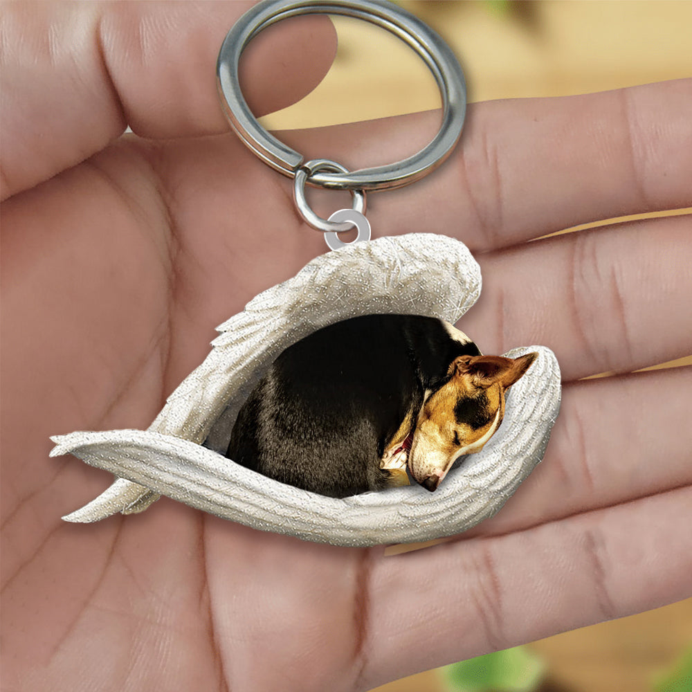 Rat Terrier Sleeping Angel Acrylic Keychain Dog Sleeping keychain