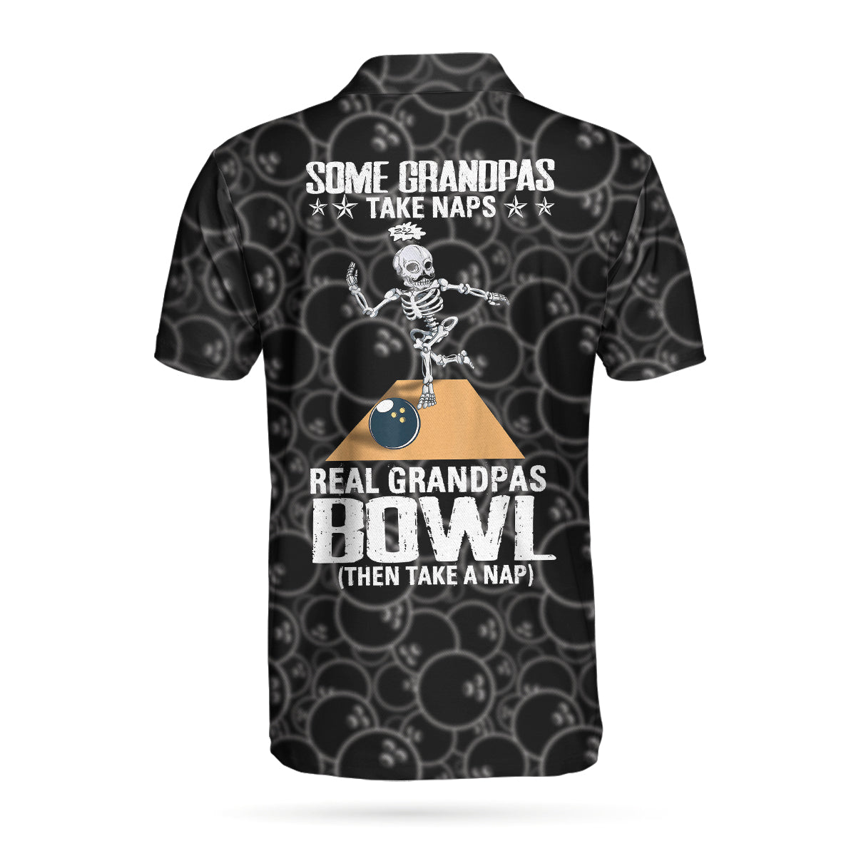 Real Grandpas Bowl Polo Shirt/ Black Ball Pattern Bowling Polo Shirt/ Funny Bowling Shirt With Sayings Coolspod
