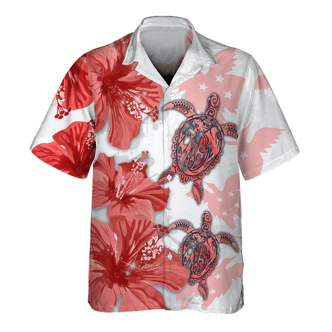 Red Bird Turtle 3D Hawaiian shirt Men''s