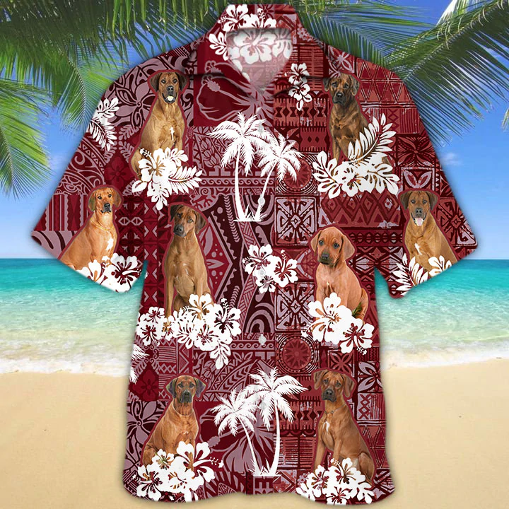 Rhodesian Ridgeback Hawaiian Shirt/ Gift for Dog Lover Shirts/ Men''s Hawaiian shirt/ Summer Hawaiian Aloha Shirt