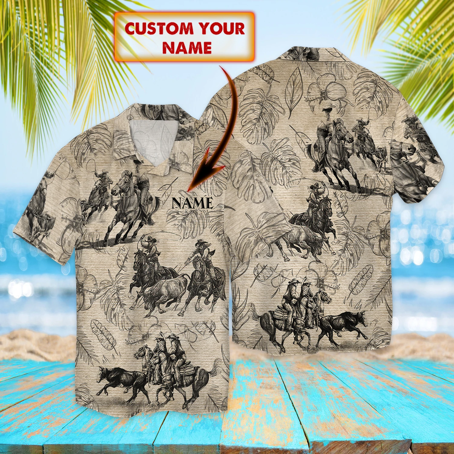 Roping Hawaiian Shirt/ Roping Hawaii shirt/ Custom name Hawaiian Shirt for Men/ Women