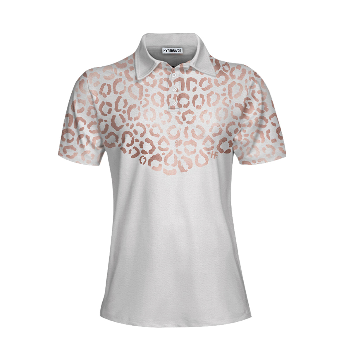 Rose Gold Leopard Pattern Shirt Short Sleeve Women Polo Shirt Coolspod