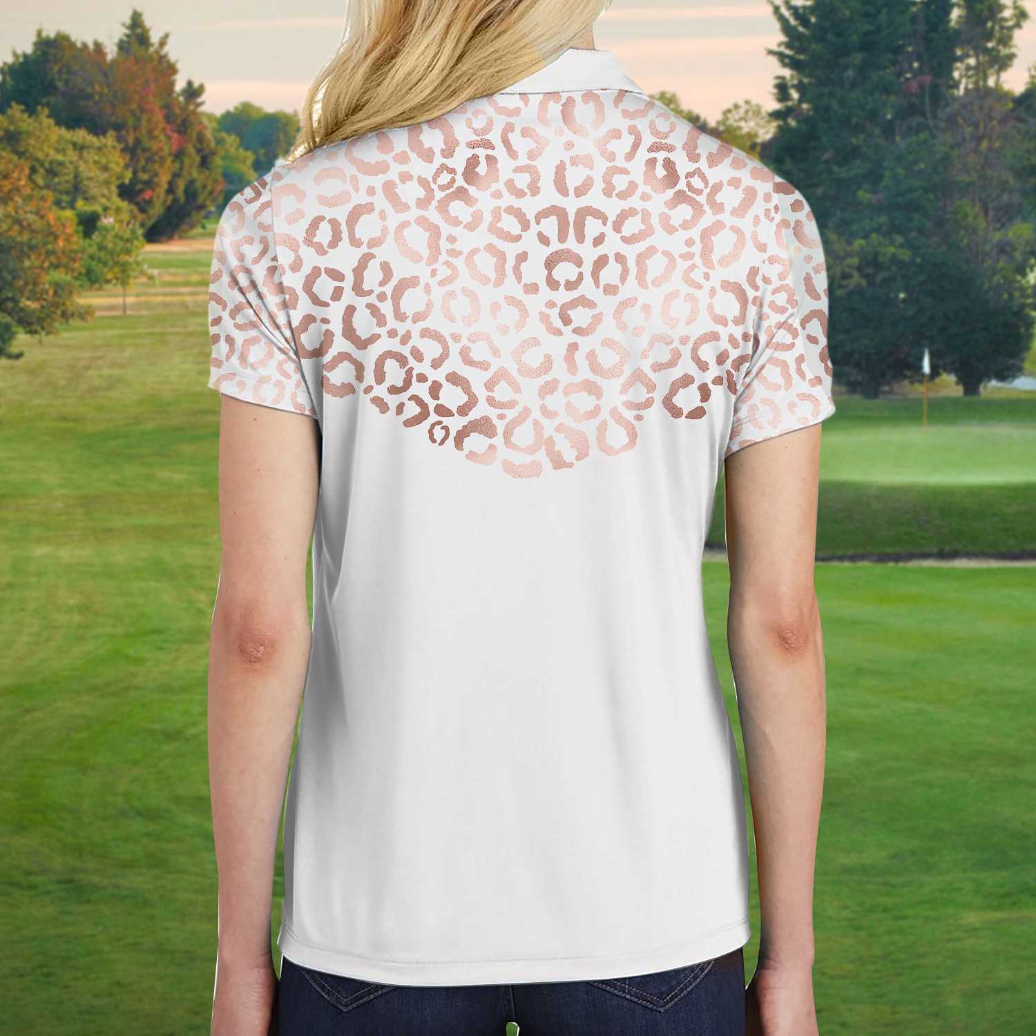 Rose Gold Leopard Pattern Shirt Short Sleeve Women Polo Shirt Coolspod