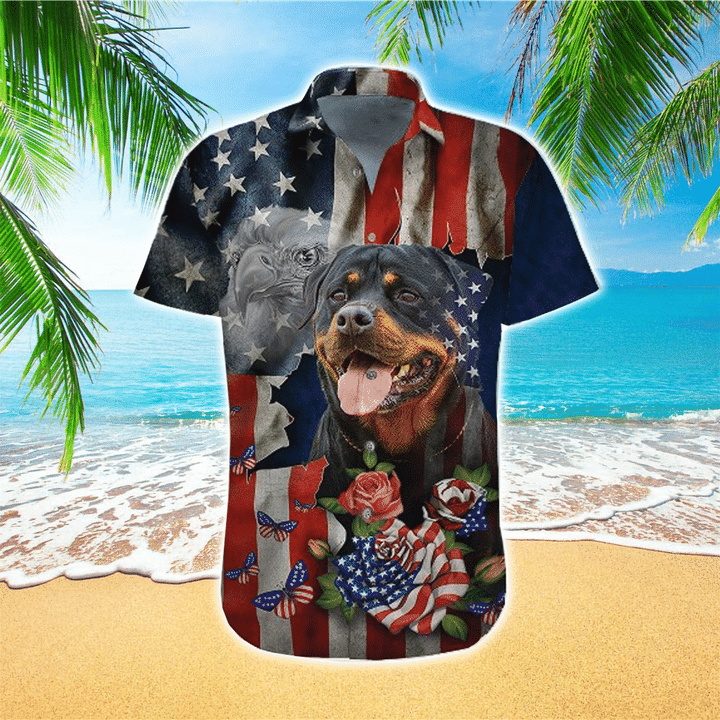 Rottweiler Colorful Tropical Hawaiian Shirt For men women/ Dog Short Sleeve Hawaiian Aloha Shirt