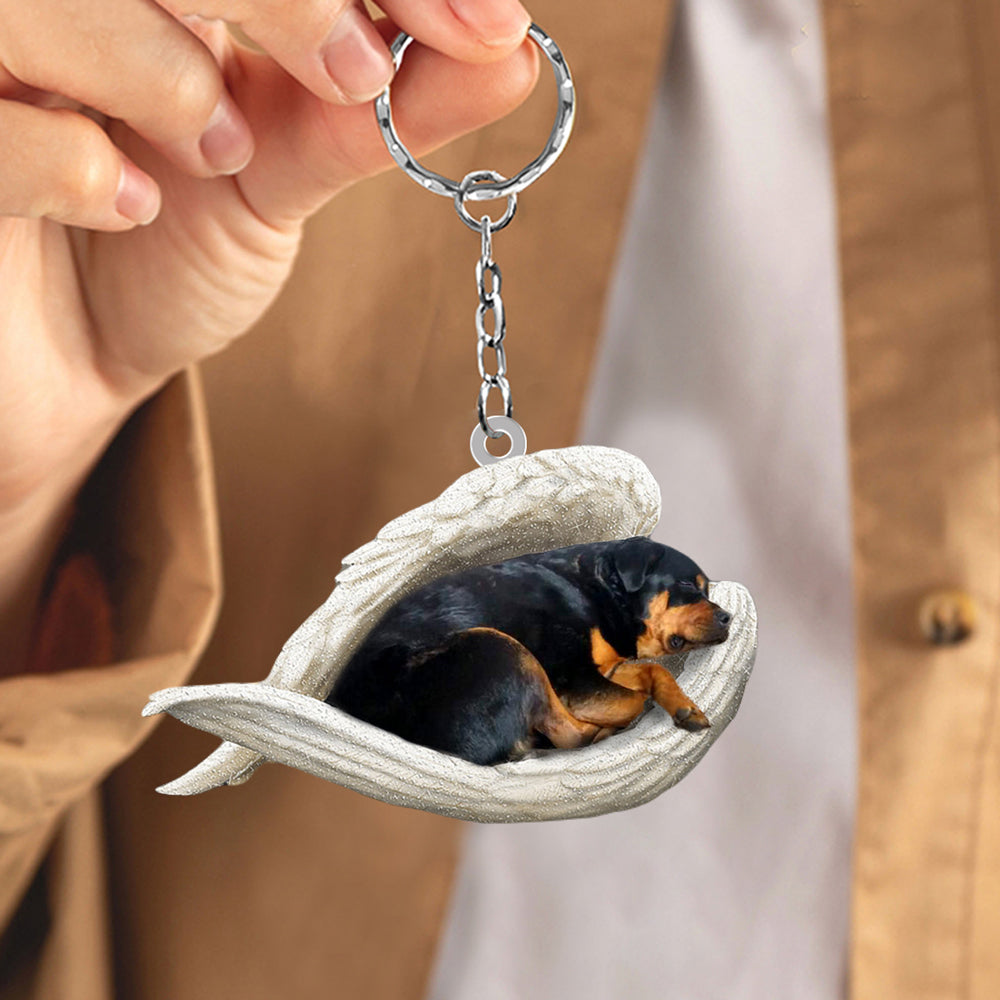 Rottweiler Sleeping Angel Acrylic Keychain Dog Sleeping keychain