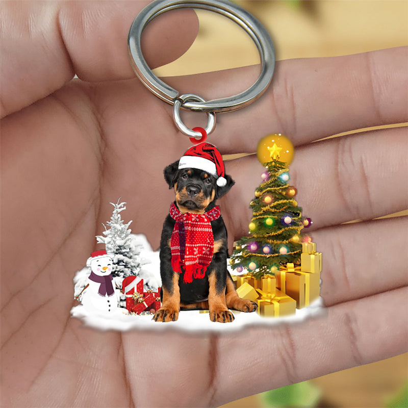 Rottweiler Early Merry Christmas Acrylic Keychain Dog Keychain
