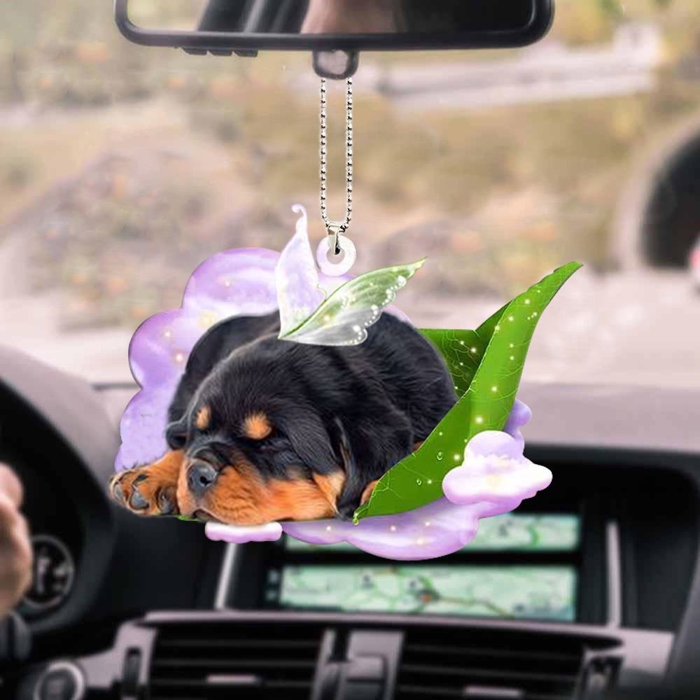 Rottweiler-Sleep On Fallen Leaves-Two Sided Ornament