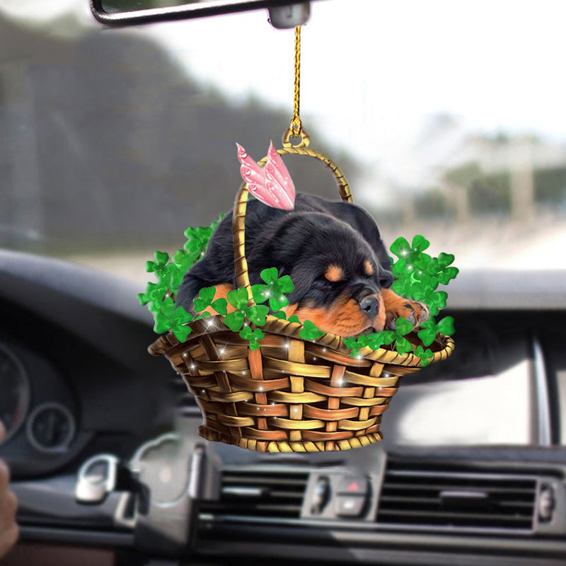 Rottweiler Sleeping Lucky Fairy Two Sided Ornament/ Car Interior Ornaments